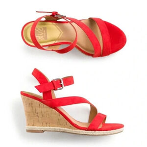 DOLCE VITA | Dv8 Retro Orange Ankle Strappy Round Toe Pierra Dress Wedge Size 10